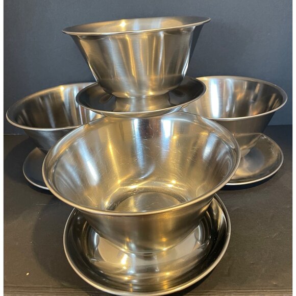 Leonard Stainless Steel Bowls with Attached Platters - Picture 7 of 9